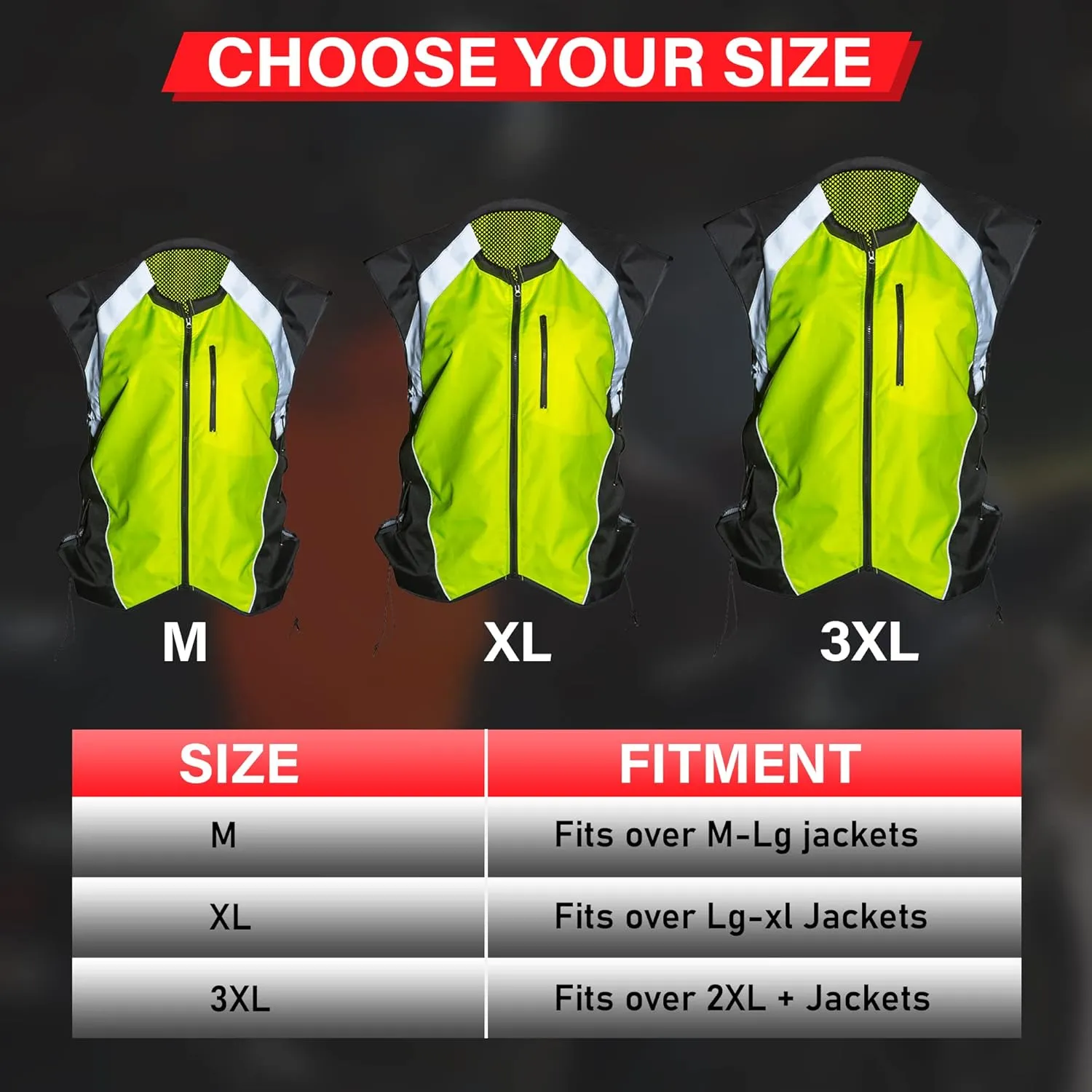 Badass Moto Safety Vest With Pockets. Motorcycle Reflective Vest For Motorcycle Jacket. High Visibility Running Vest