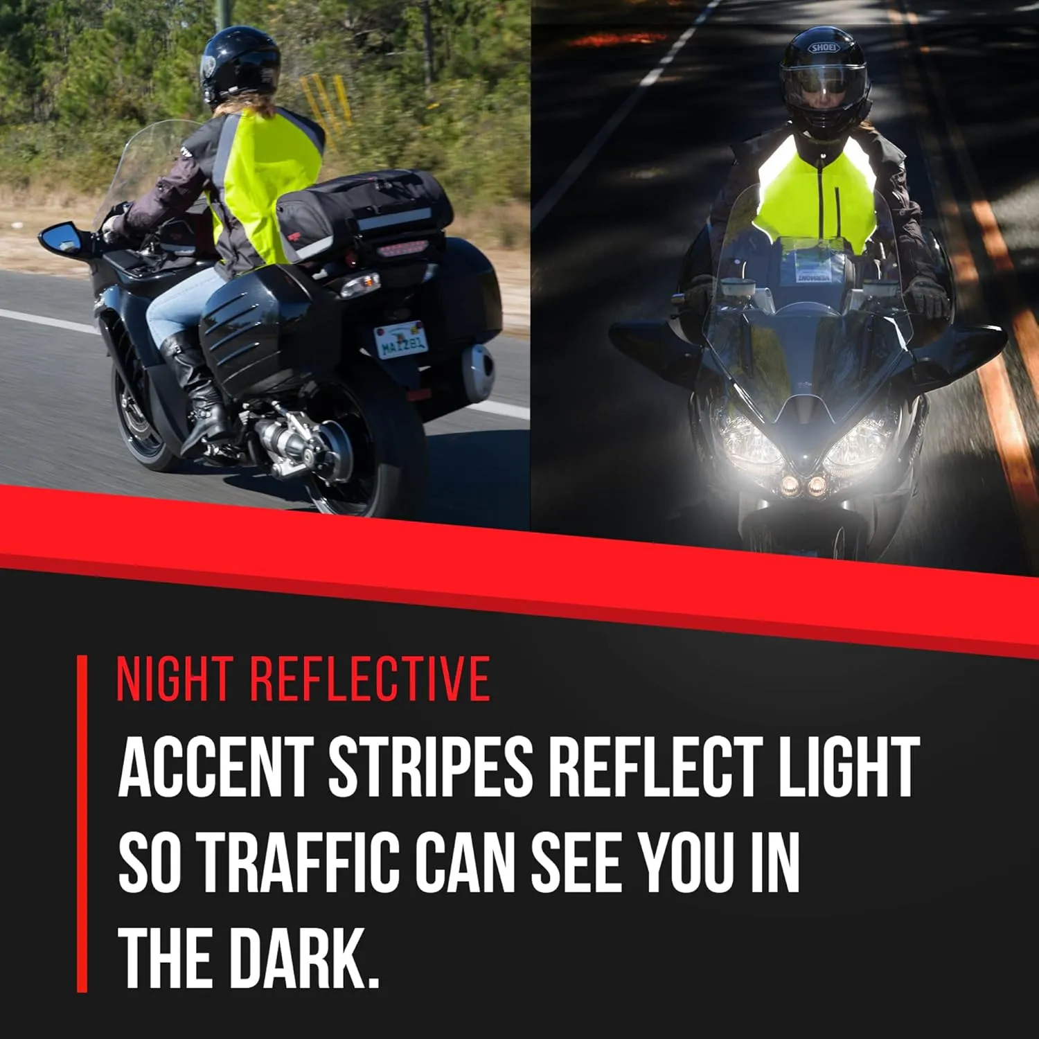 Badass Moto Safety Vest With Pockets. Motorcycle Reflective Vest For Motorcycle Jacket. High Visibility Running Vest