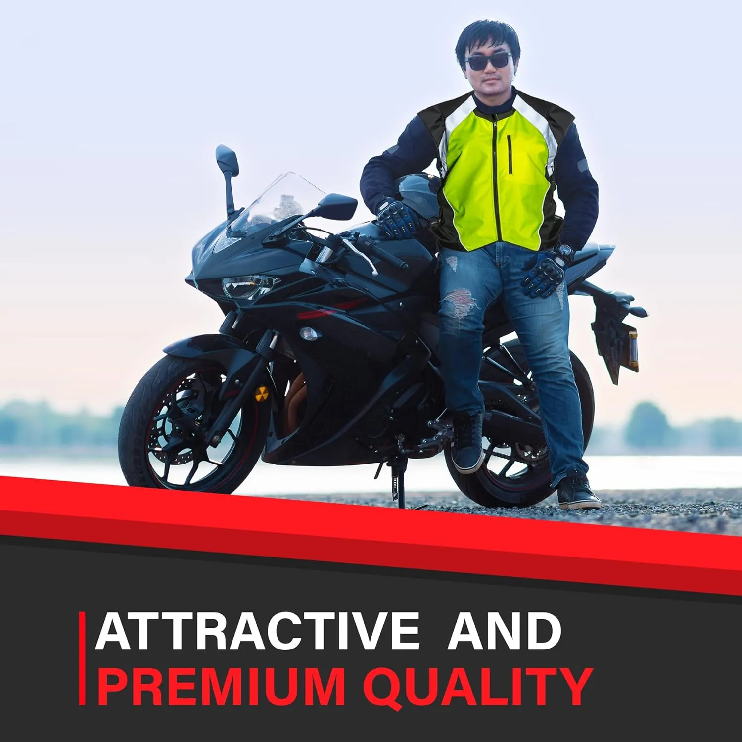 Badass Moto Safety Vest With Pockets. Motorcycle Reflective Vest For Motorcycle Jacket. High Visibility Running Vest