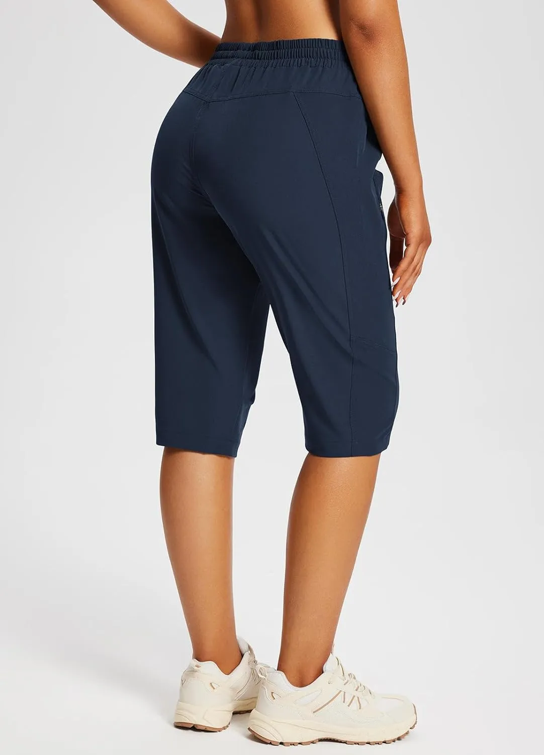baleaf Women's 15" Long Shorts Below The Knee Capri Hiking Cargo Shorts Lightweight Quick Dry Elastic Waist for Casual