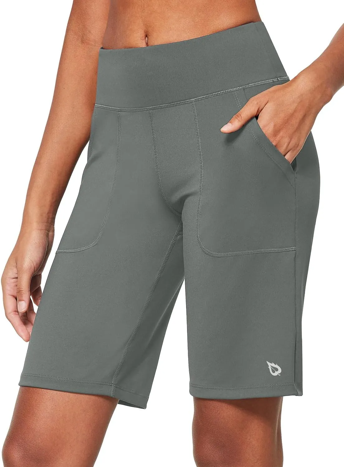 baleaf Women's Bermuda Long Shorts 10" Knee Length High Rise Athletic Shorts Pull On Workout Walking Golf Running Summer