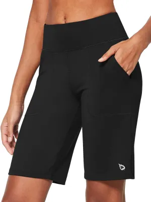 baleaf Women's Bermuda Long Shorts 10" Knee Length High Rise Athletic Shorts Pull On Workout Walking Golf Running Summer