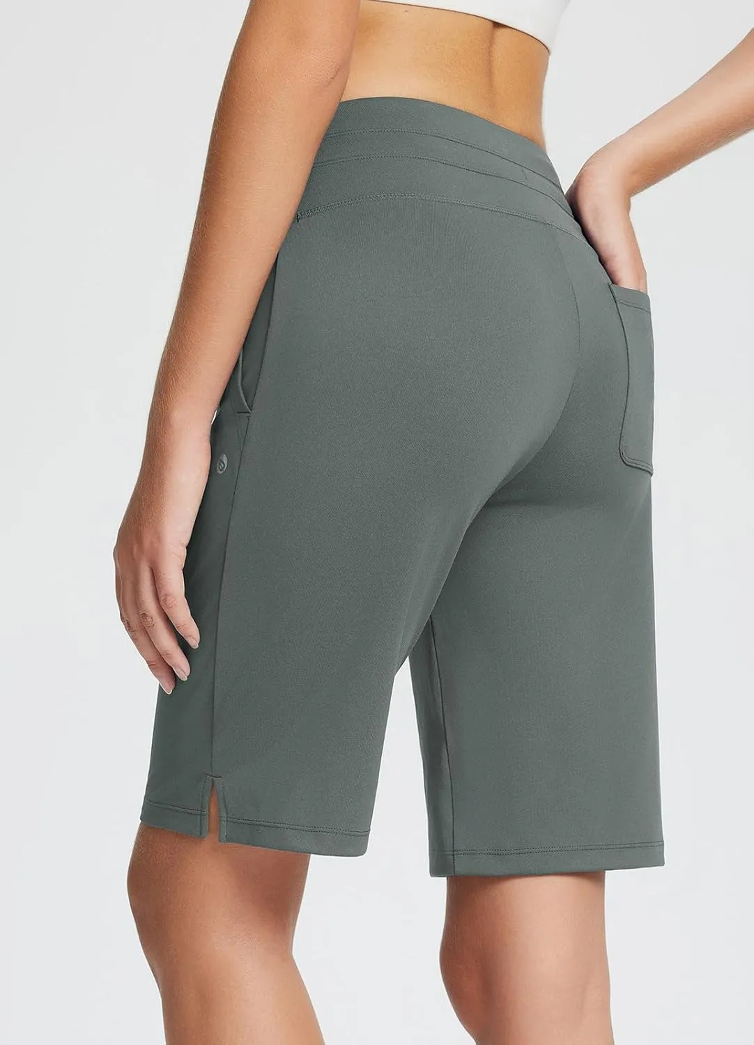 baleaf Women's Bermuda Long Shorts 10" Knee Length High Rise Athletic Shorts Pull On Workout Walking Golf Running Summer