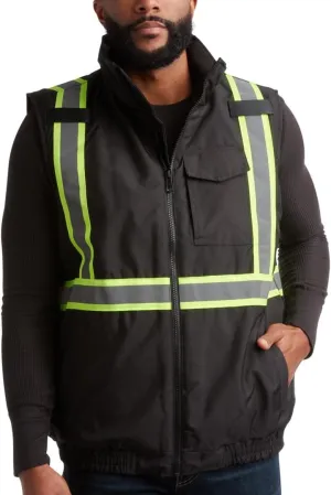 Bass Creek Outfitters Men's Safety Vest - High Visibility Workwear Insulated Construction Vest with Reflective Tape (M-XXL)