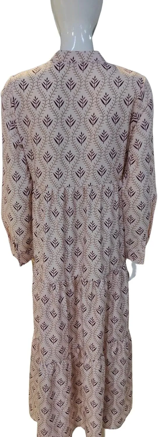 Bengbobar Women's Floral Print Boho Maxi Dress for Women Long Sleeve Casual Flowy Waist Mock Neck Beach Tunic Long Dress