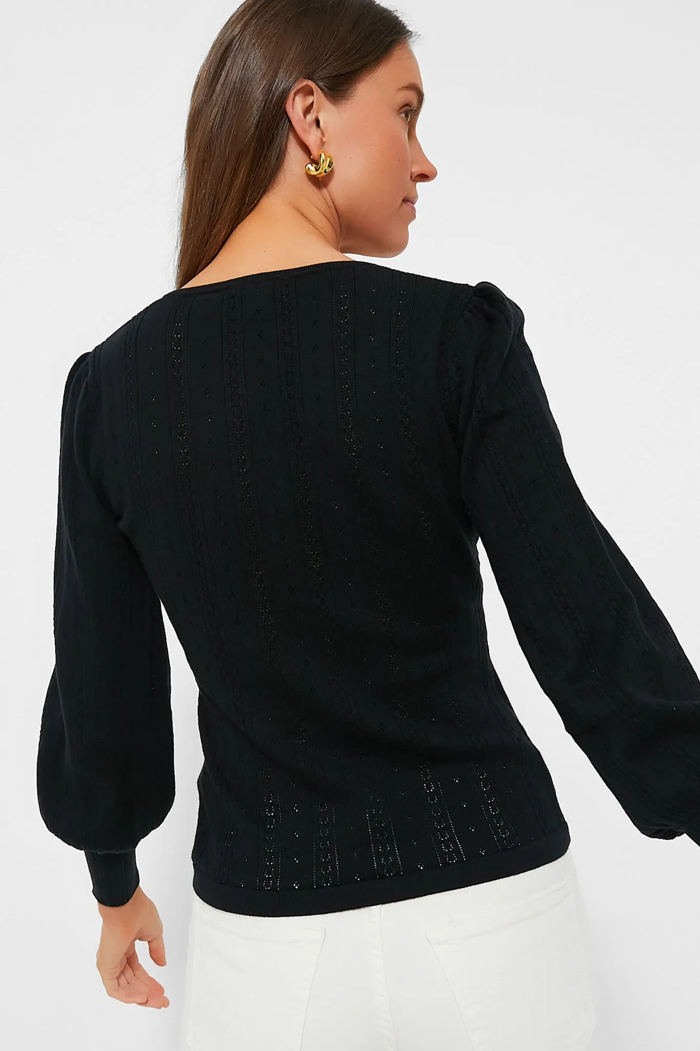 Black Pointelle Franklin Top