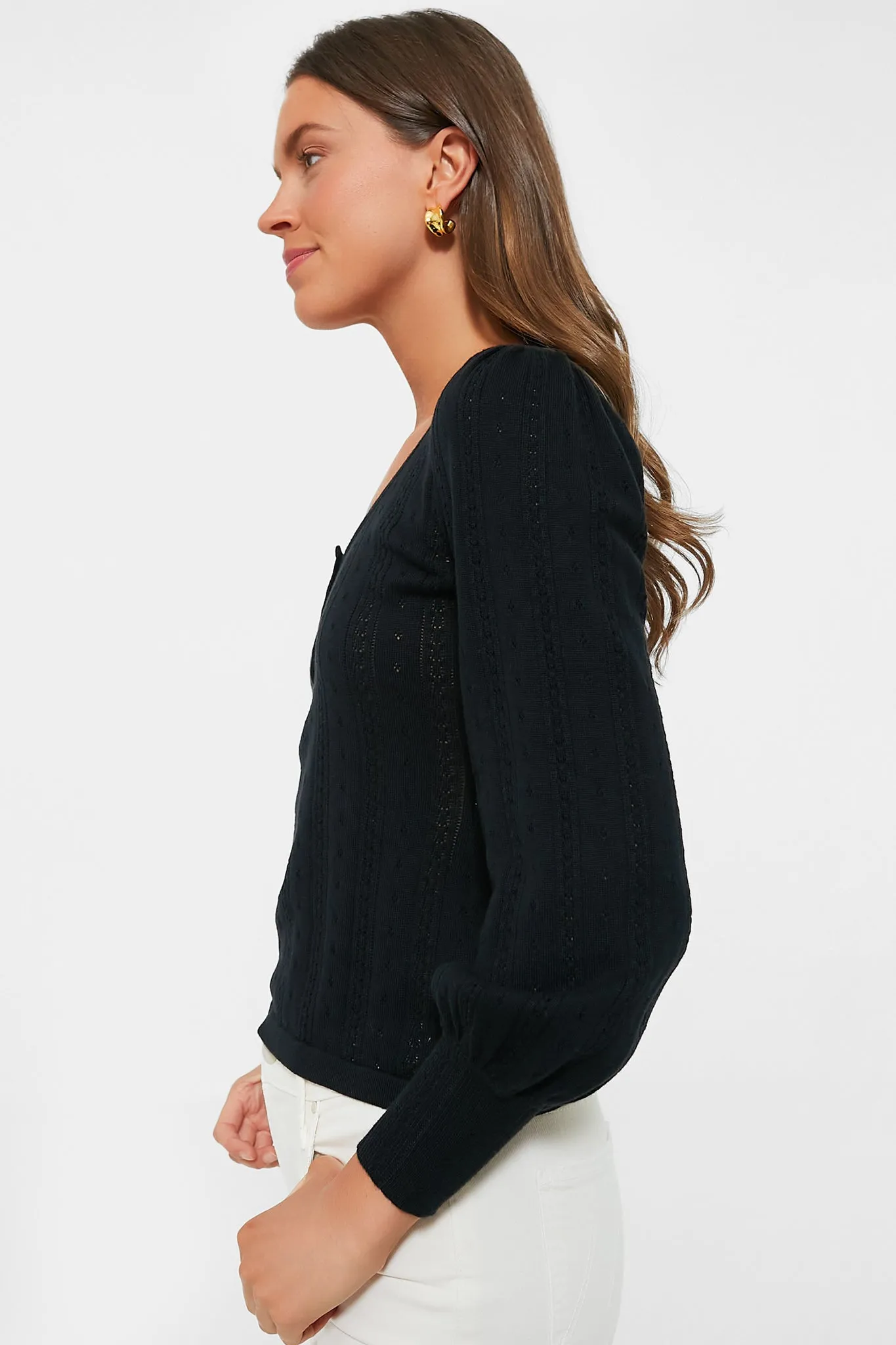 Black Pointelle Franklin Top