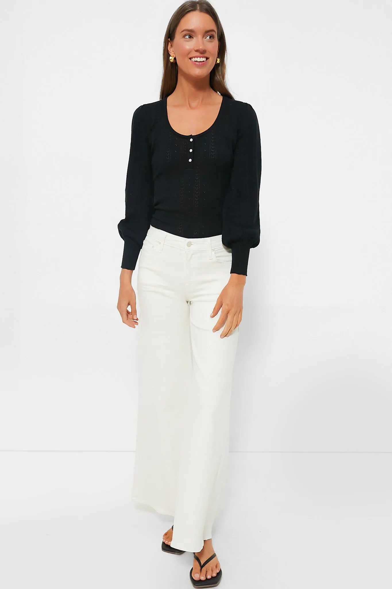 Black Pointelle Franklin Top