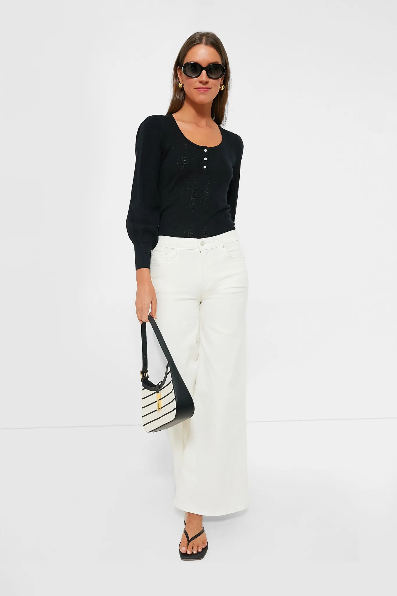 Black Pointelle Franklin Top