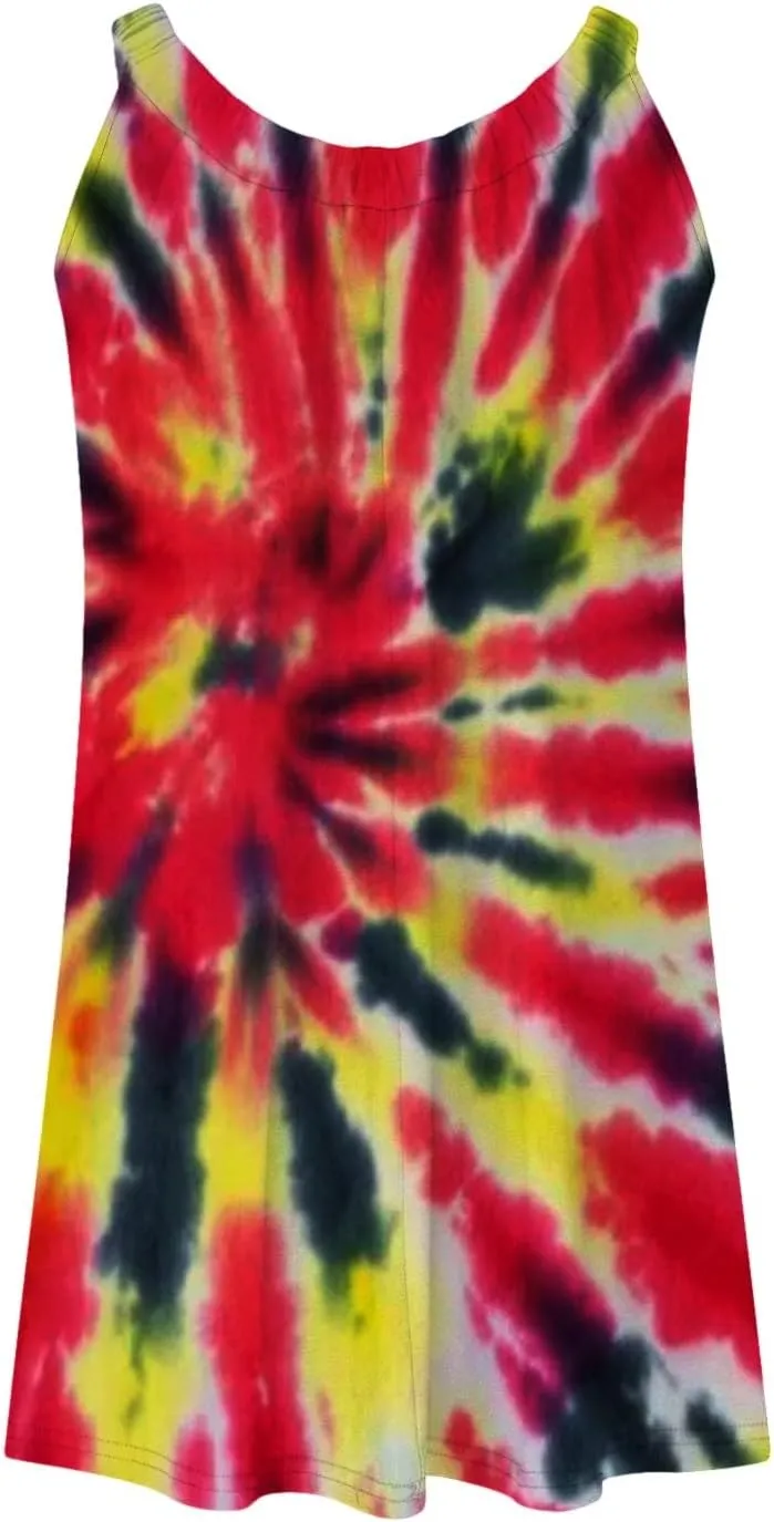 Boho Dresses for Women 2024 Printed Crewneck Sleeveless Sexy Mini Dress Beach Vacation Sundress Flowy Swing Cover Ups