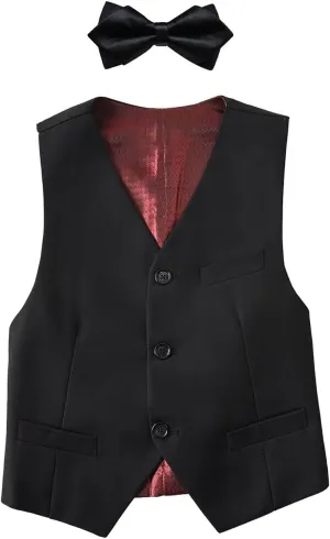 Boy's 3 Button Formal Suit Vest and Bow Tie Set