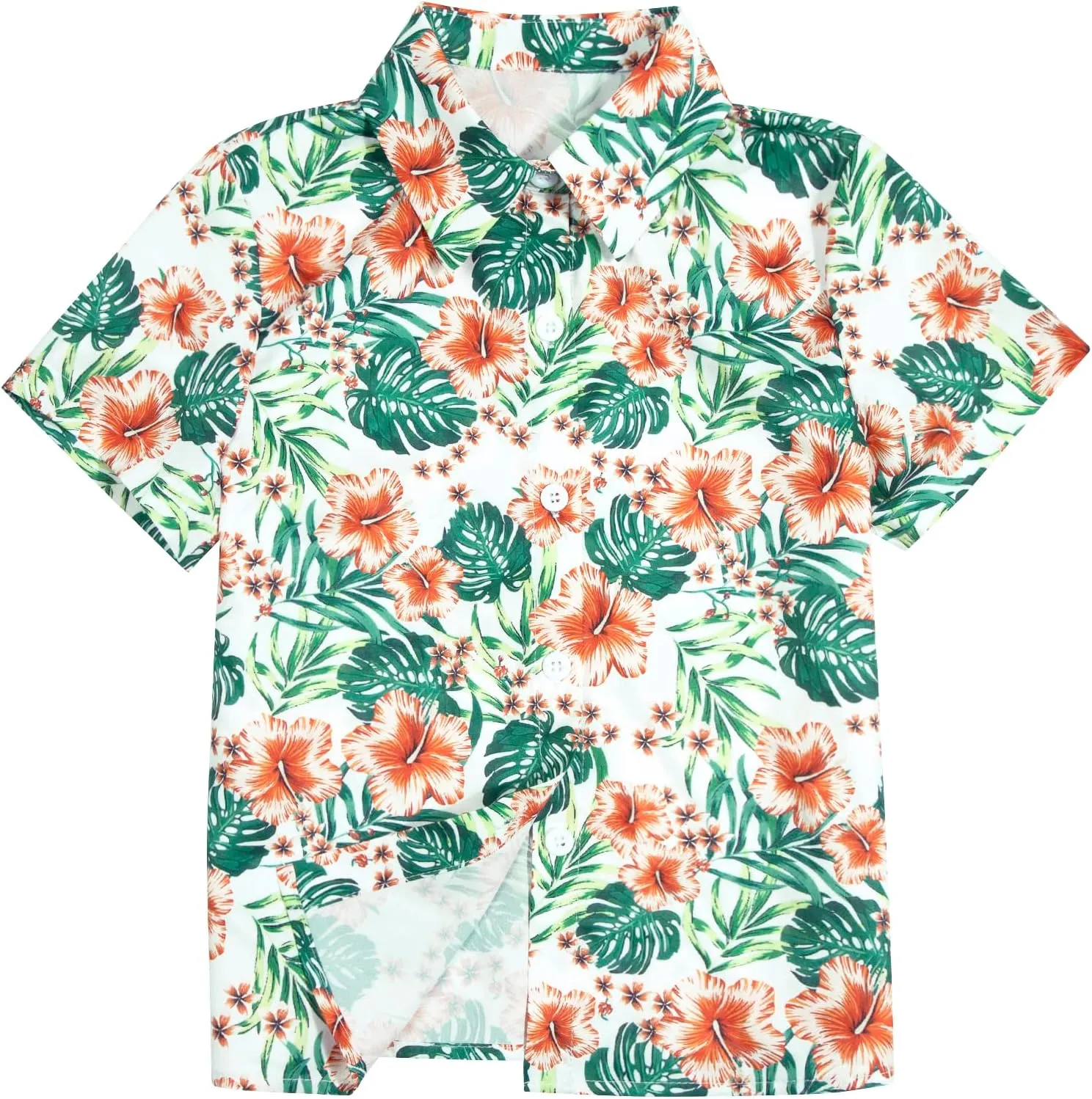 Boys Hawaiian Shirt Short Sleeve Boys Button Down Shirt Beach Casual Summer Print Top T-Shirt for Kids 5-14 Years