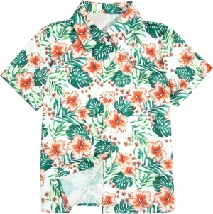 Boys Hawaiian Shirt Short Sleeve Boys Button Down Shirt Beach Casual Summer Print Top T-Shirt for Kids 5-14 Years