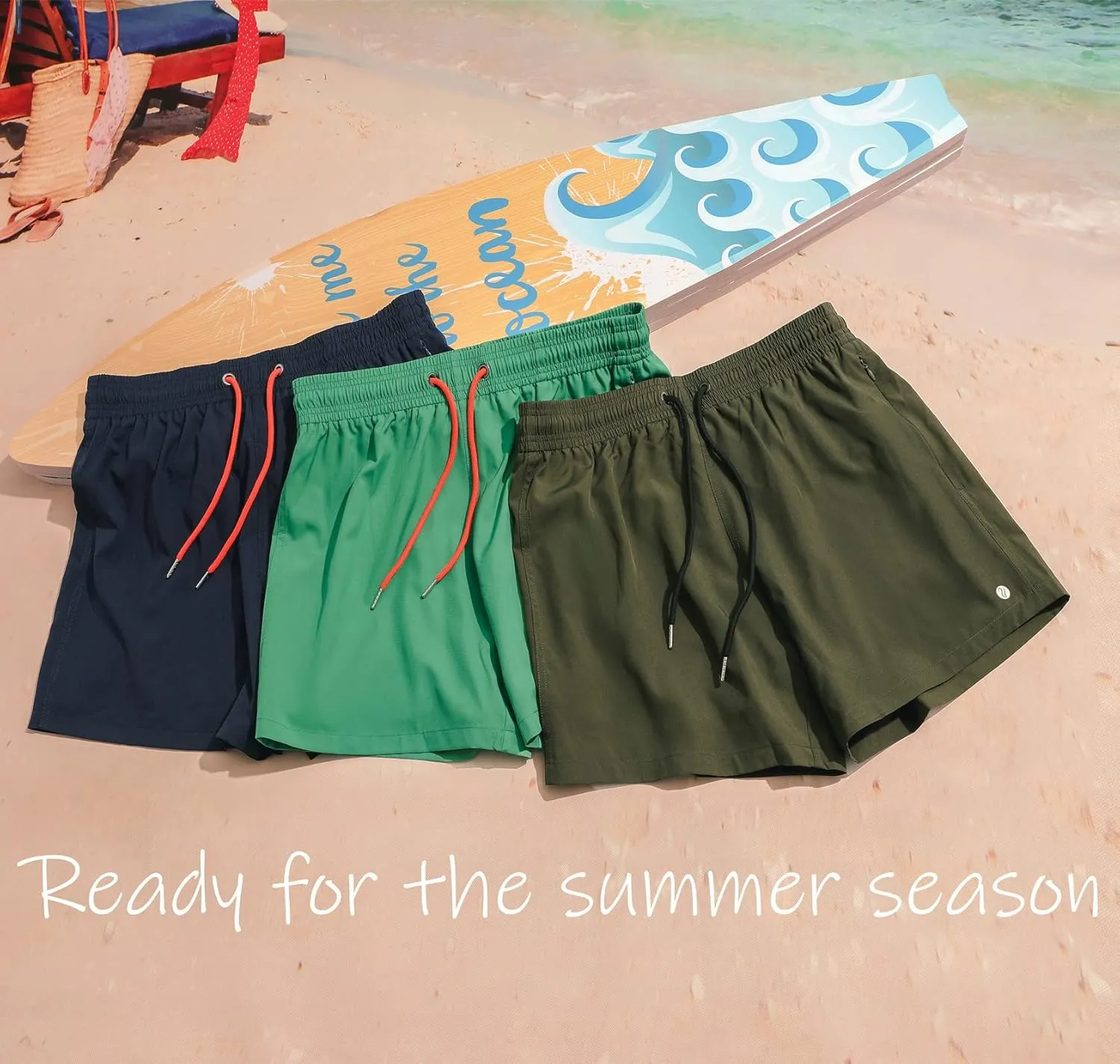 BRISIRA Mens Swim Trunks Swim Shorts Quick Dry 5 inch Inseam Beach Shorts with Compression Liner and Zipper Pocket