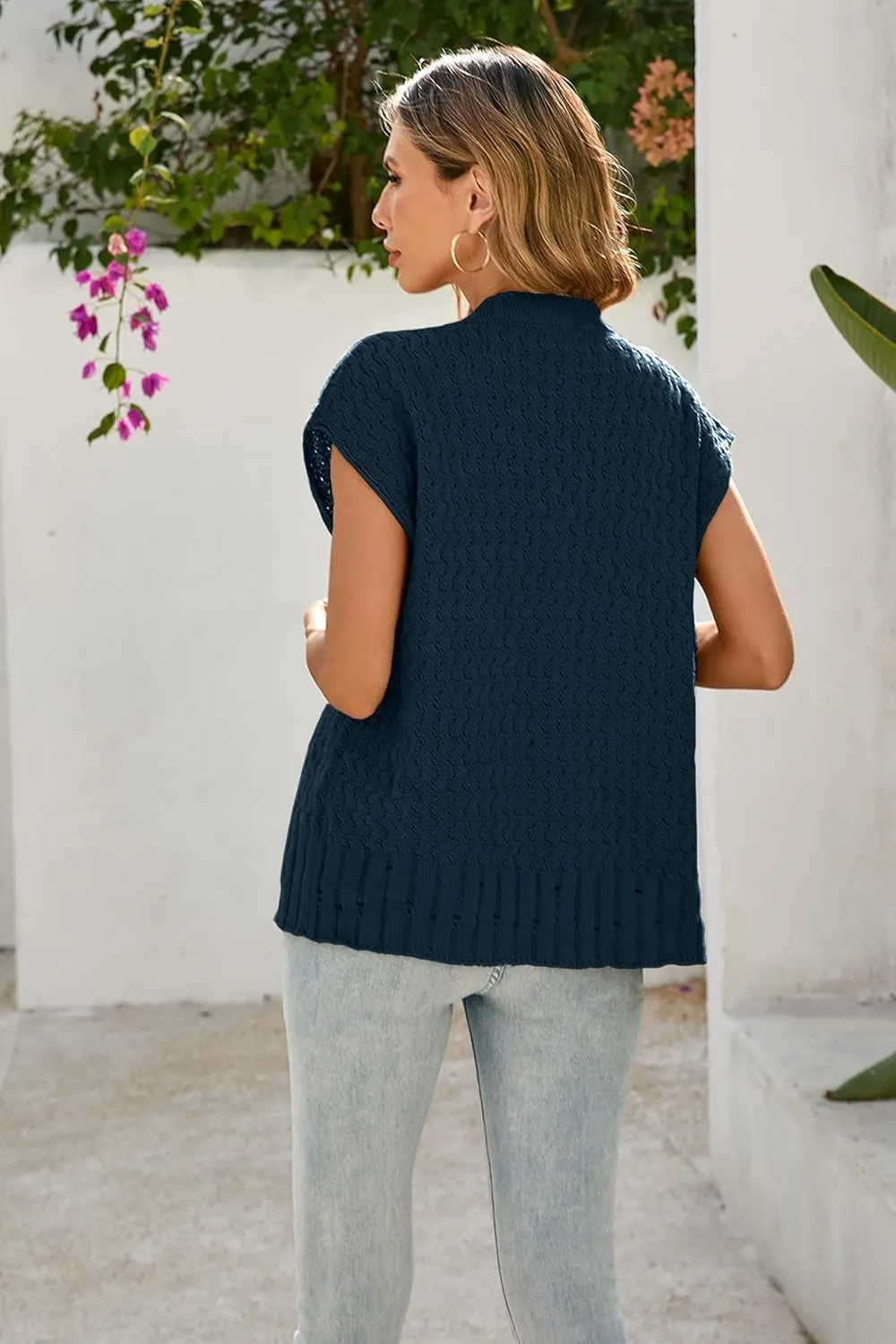 Cakulo Womens Cable Knit Sweater Vest 2025 Oversized Sleeveless Button Down Summer Cardigan Sweaters Tops