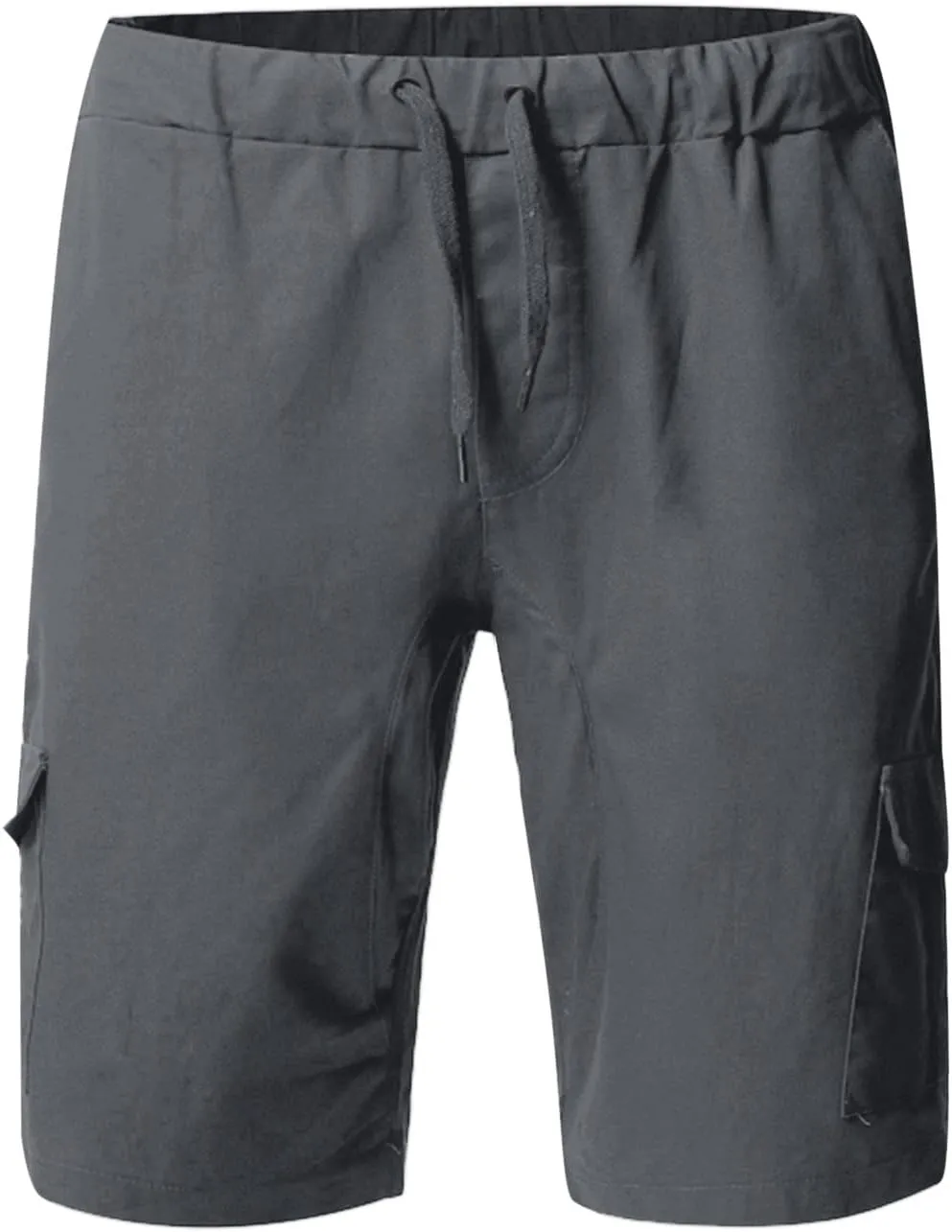 Cargo Shorts for Men Mid Rise Drawstring Elastic Waist Knee Length Slim Fit Shorts Outdoor Hiking Exercise Short Pants