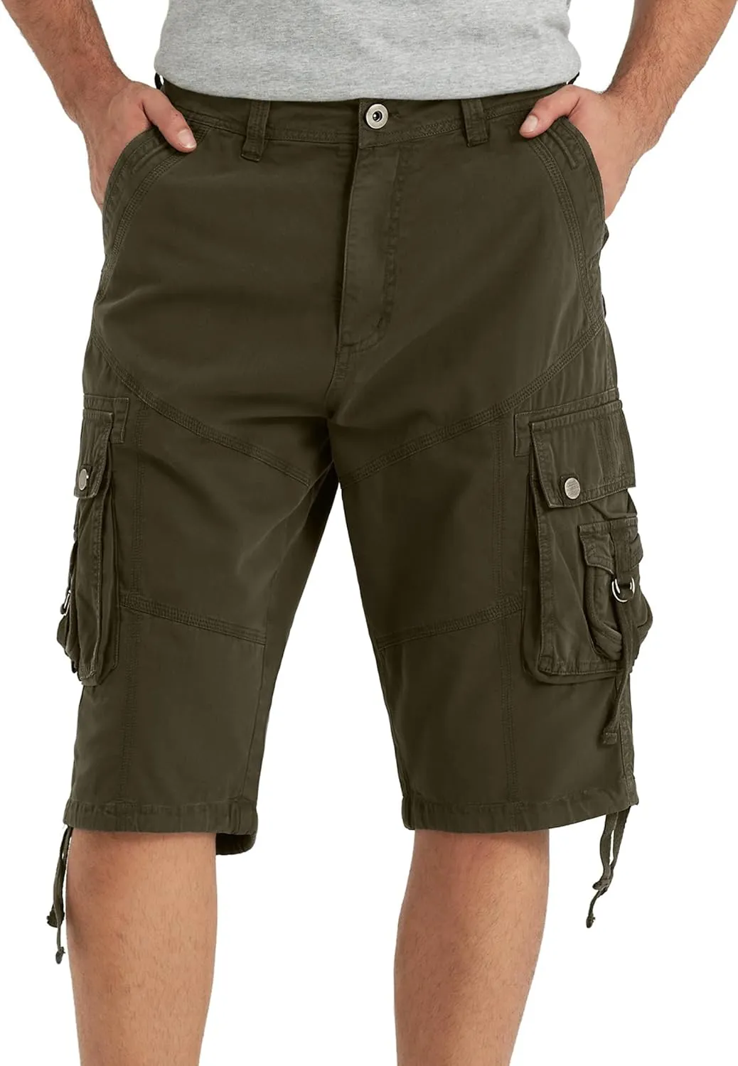 Cargo Shorts for Men Multi Pockets Mens Shorts Twill Below Knee 13 Inches Cotton Relaxed Fit Hiking Outdoor Work
