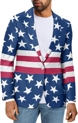 Casual Blazer for Men Business One Button Lapel Suit Jacket Slim Fit Sport Coat Outwears for Wedding Prom Tux