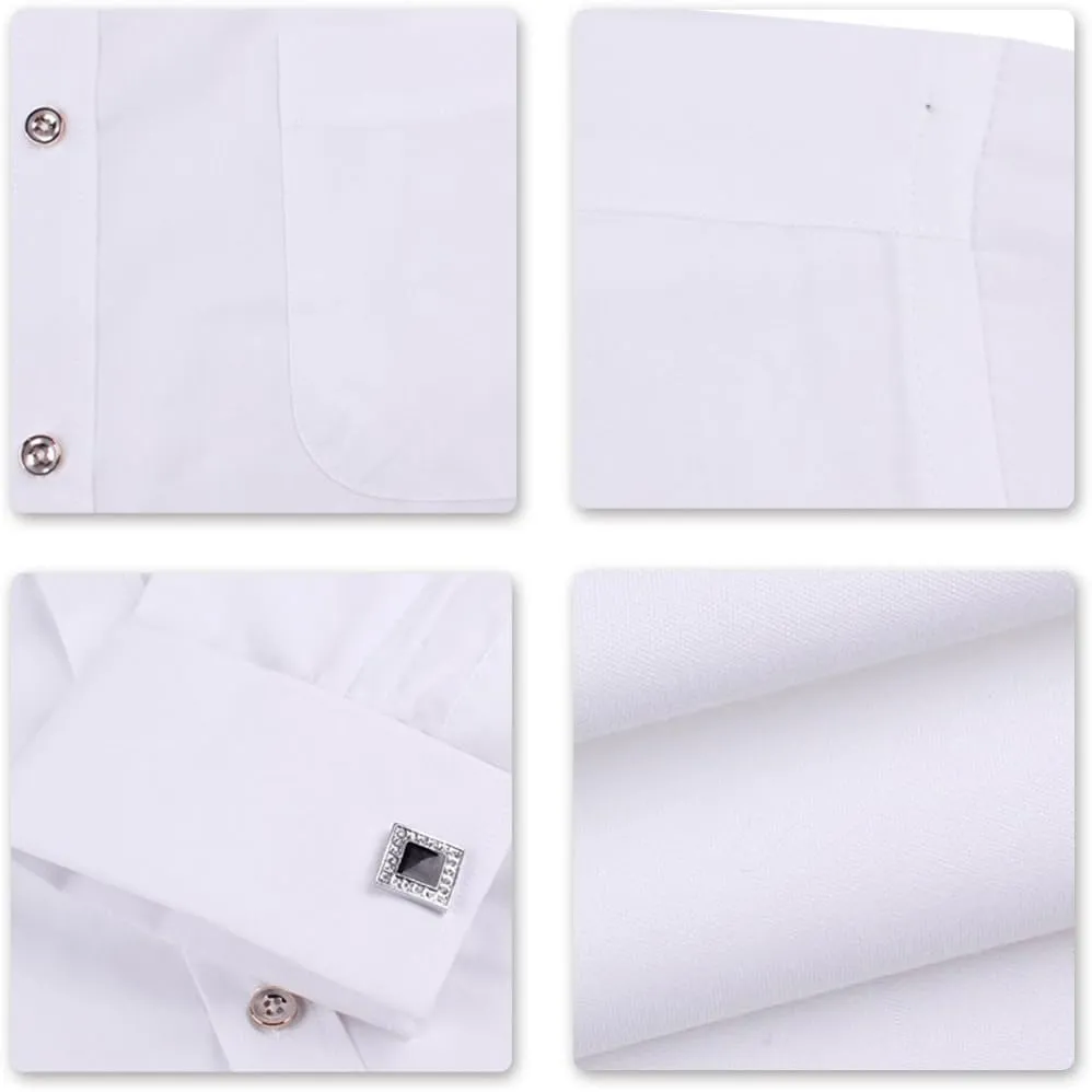 Cloudstyle Men's Dress Shirt Slim Fit Button Down Stripe Checked Shirt
