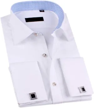 Cloudstyle Men's Dress Shirt Slim Fit Button Down Stripe Checked Shirt
