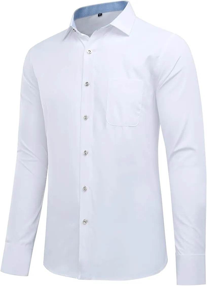 Cloudstyle Men's Dress Shirt Slim Fit Button Down Stripe Checked Shirt