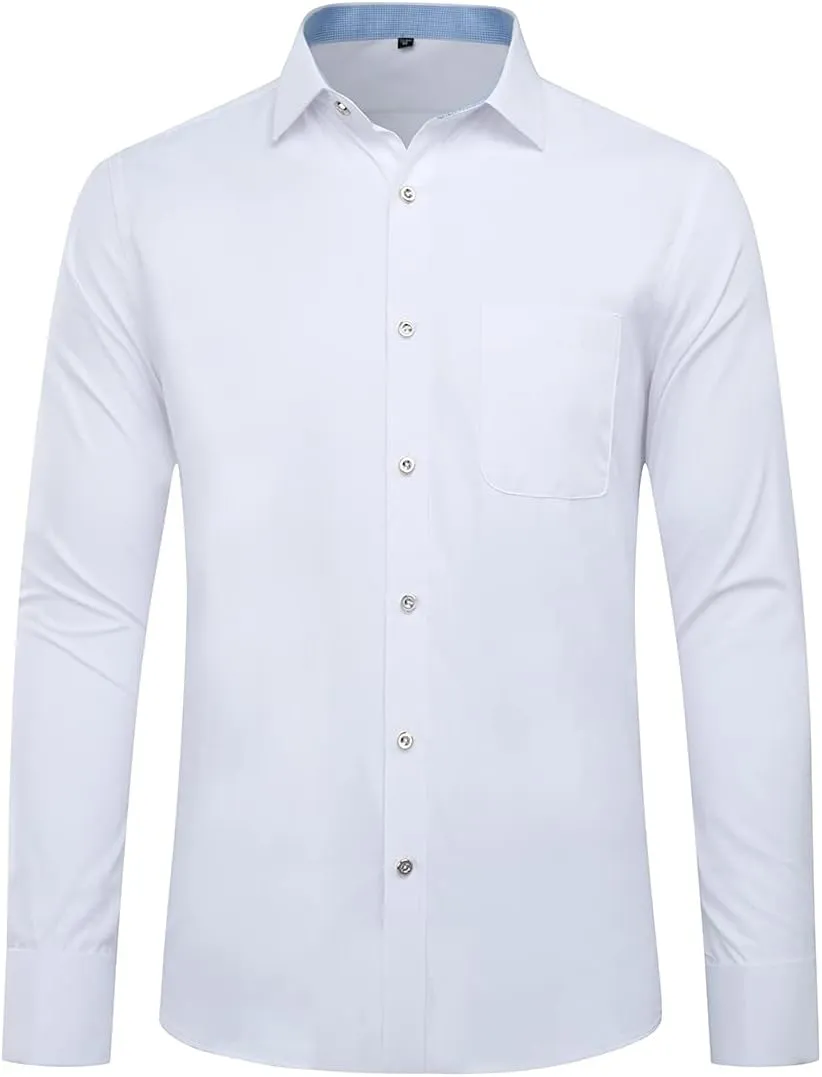 Cloudstyle Men's Dress Shirt Slim Fit Button Down Stripe Checked Shirt