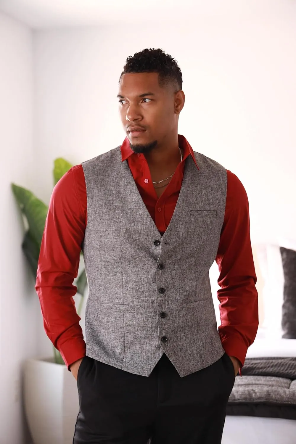 COOFANDY Men Casual Suit Vest Formal Dress Vest Slim Fit Waistcoat Business Wedding