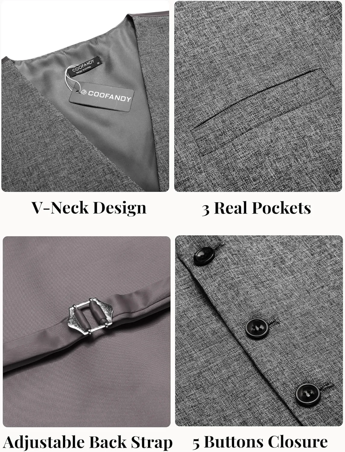COOFANDY Men Casual Suit Vest Formal Dress Vest Slim Fit Waistcoat Business Wedding