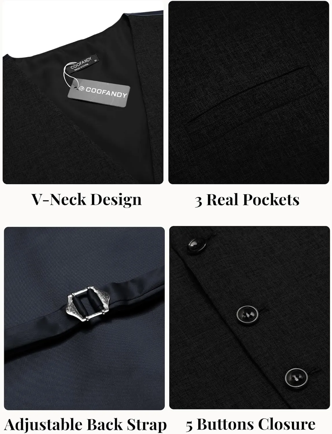 COOFANDY Men Casual Suit Vest Formal Dress Vest Slim Fit Waistcoat Business Wedding