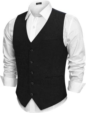COOFANDY Men Casual Suit Vest Formal Dress Vest Slim Fit Waistcoat Business Wedding
