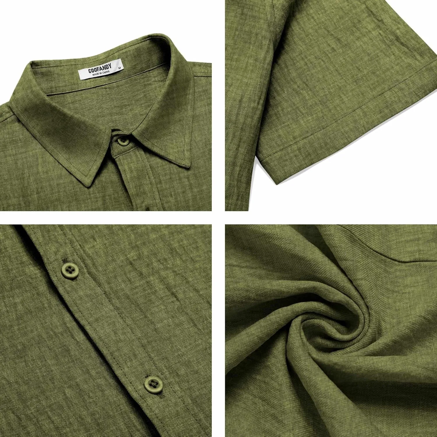COOFANDY Mens Button Down Short Sleeve Shirt Casual Beach Shirt Summer Vacation Textured Shirts