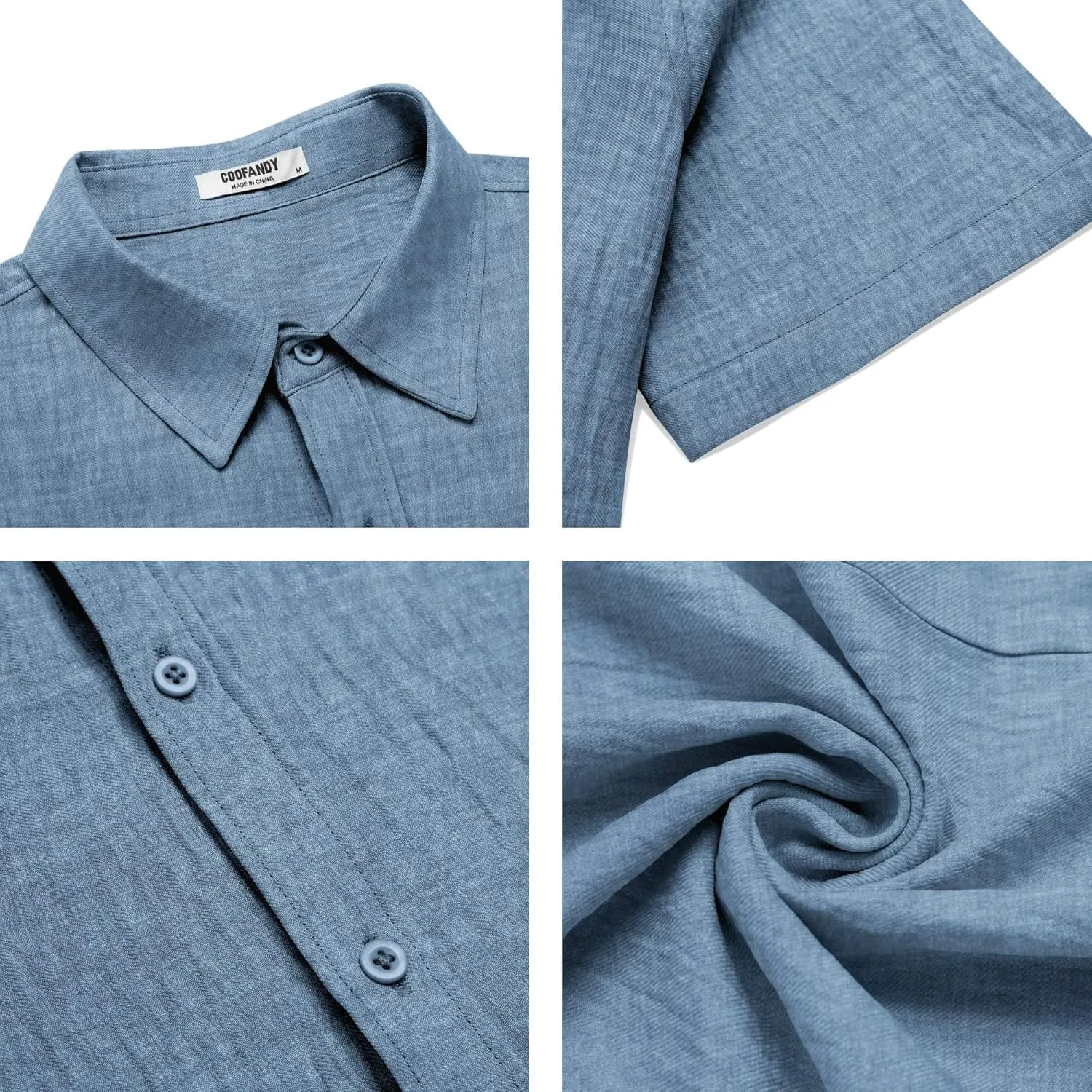 COOFANDY Mens Button Down Short Sleeve Shirt Casual Beach Shirt Summer Vacation Textured Shirts