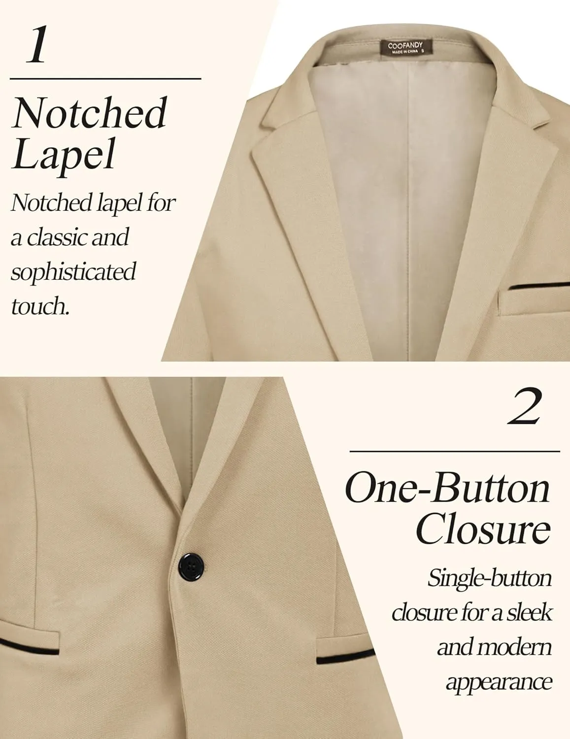 COOFANDY Men's Casual Blazer Jacket Slim Fit Sports Coat Business Suit Jackets One Button