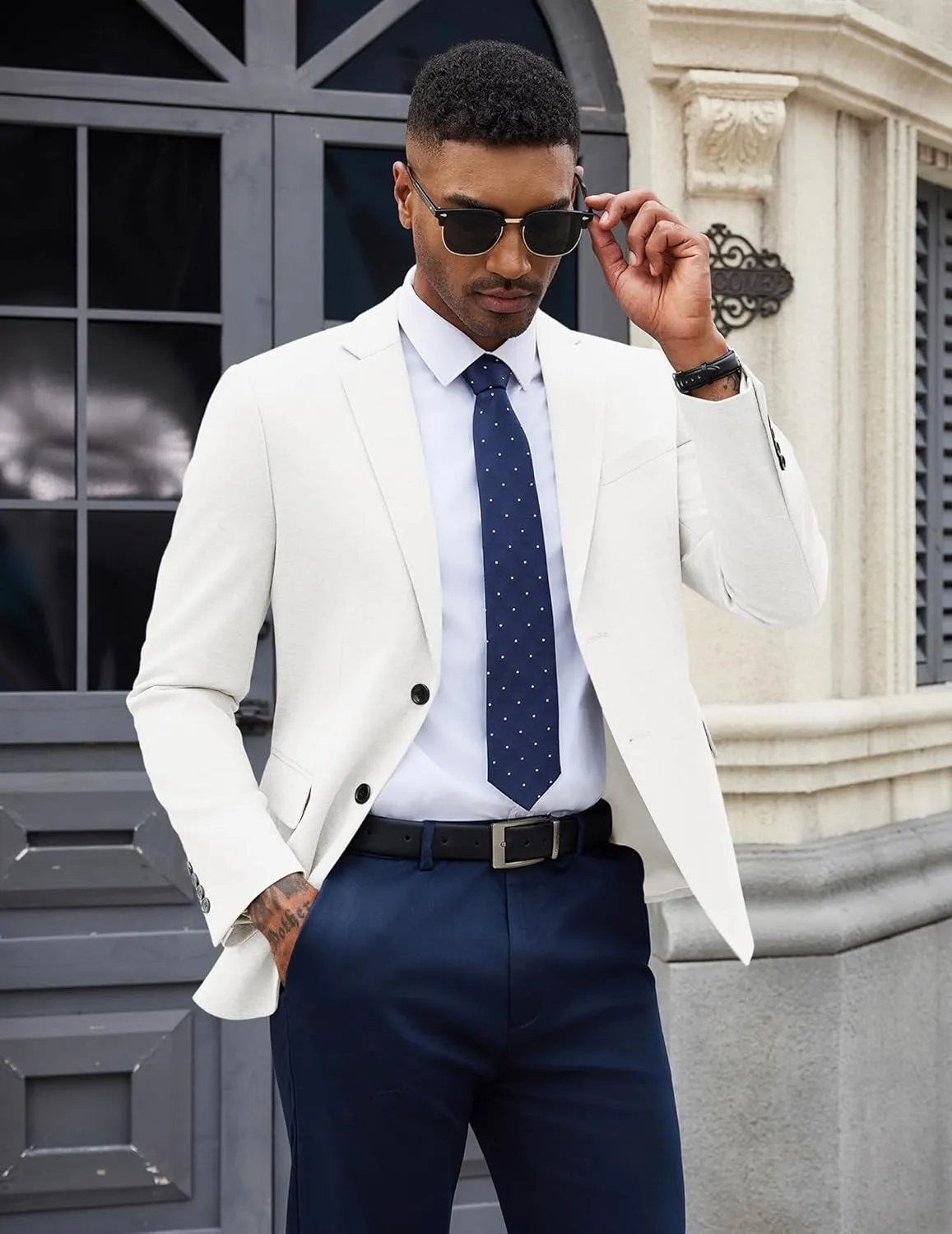 COOFANDY Mens Casual Blazer Knit Sport Coat Lightweight Two Button Suit Jacket