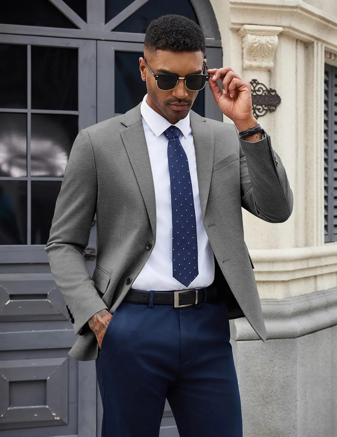 COOFANDY Mens Casual Blazer Knit Sport Coat Lightweight Two Button Suit Jacket