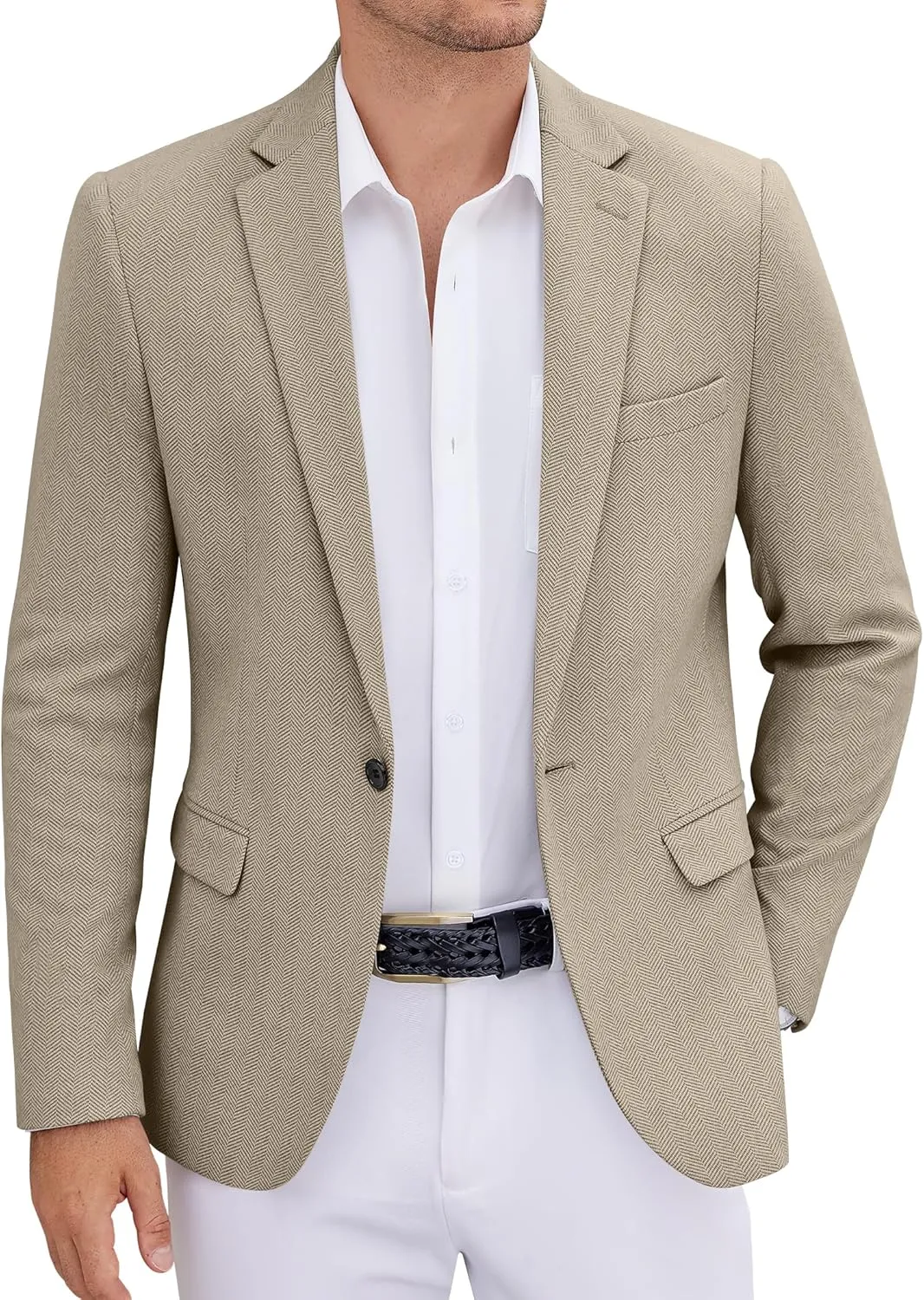 COOFANDY Men's Casual Blazer One Button Sports Coat Tweed Herringbone Suit Jackets