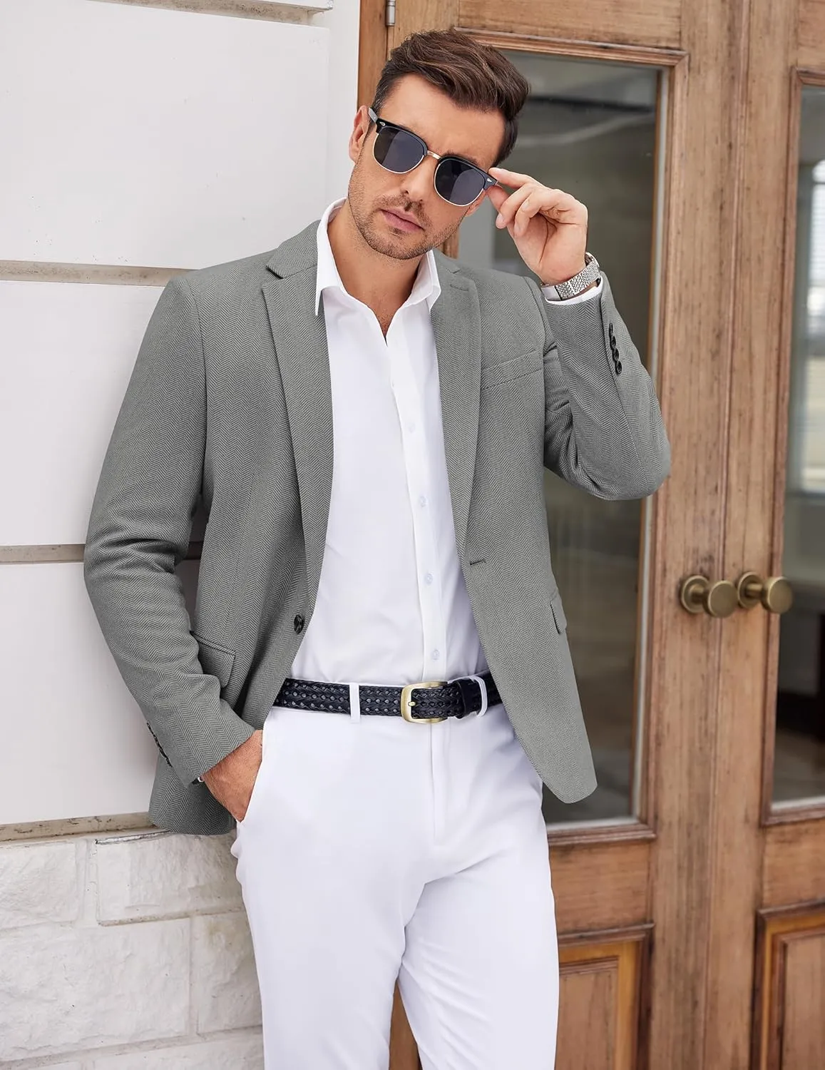 COOFANDY Men's Casual Blazer One Button Sports Coat Tweed Herringbone Suit Jackets