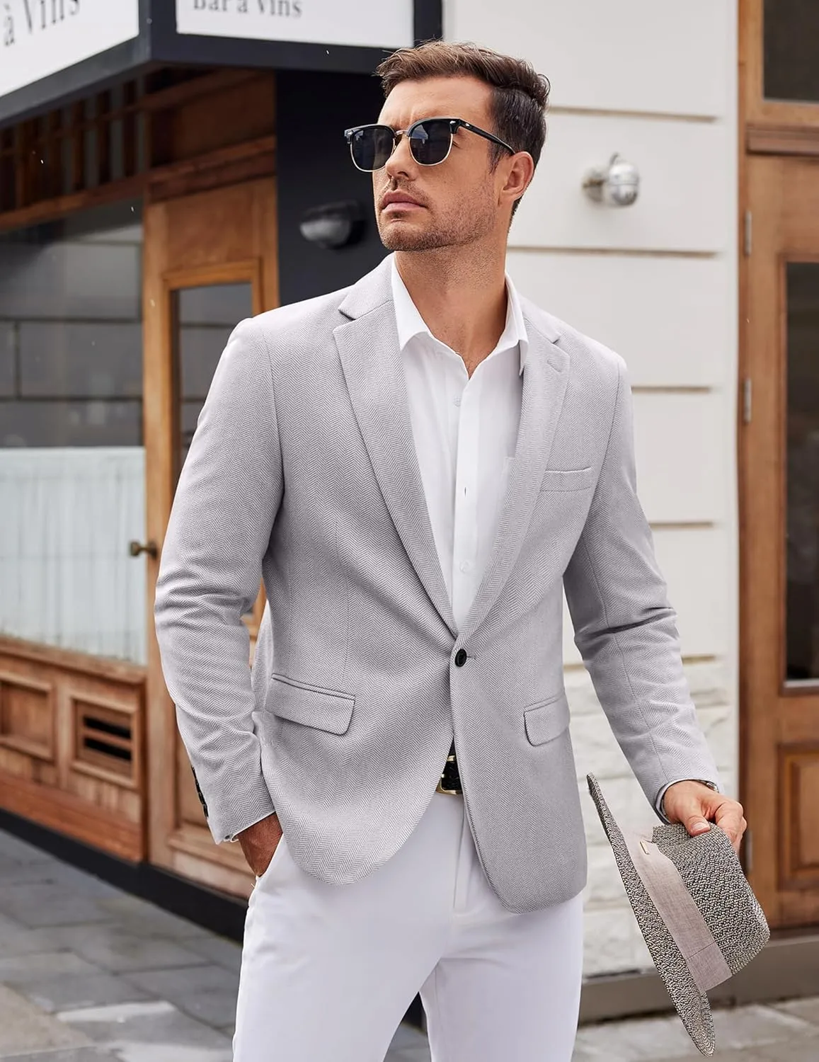 COOFANDY Men's Casual Blazer One Button Sports Coat Tweed Herringbone Suit Jackets