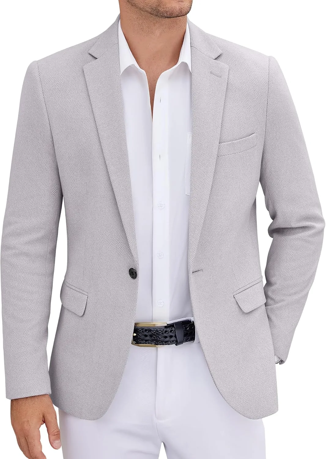 COOFANDY Men's Casual Blazer One Button Sports Coat Tweed Herringbone Suit Jackets