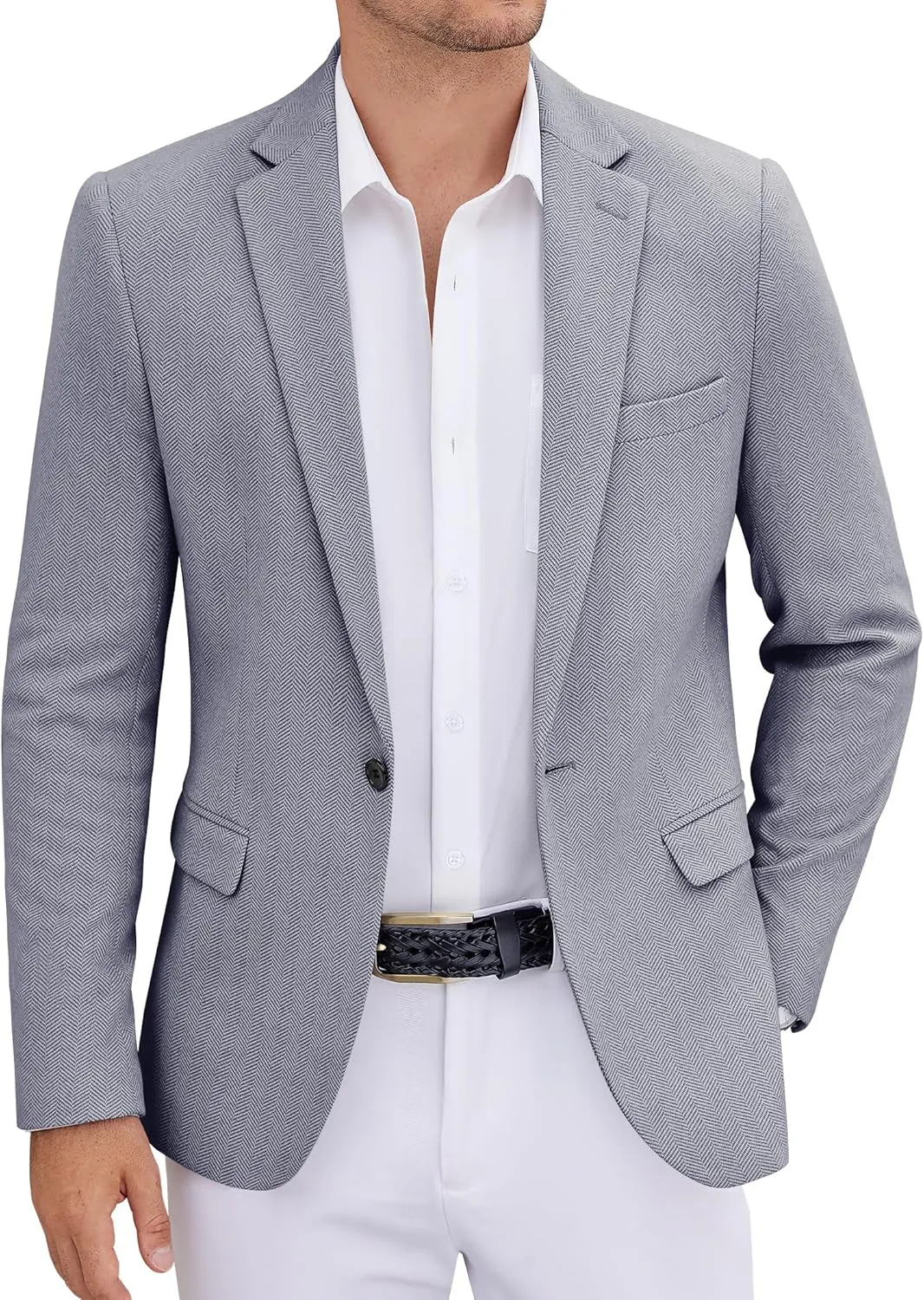 COOFANDY Men's Casual Blazer One Button Sports Coat Tweed Herringbone Suit Jackets