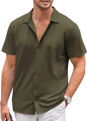 COOFANDY Mens Casual Button Down Shirt Short Sleeve Wrinkle Free Shirts Summer Shirt