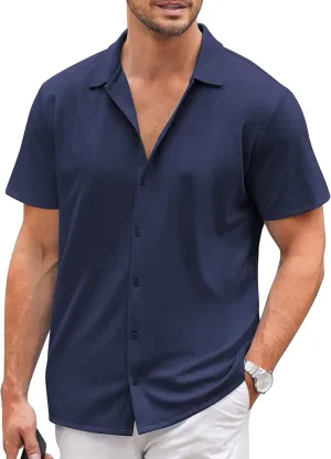 COOFANDY Mens Casual Button Down Shirt Short Sleeve Wrinkle Free Shirts Summer Shirt