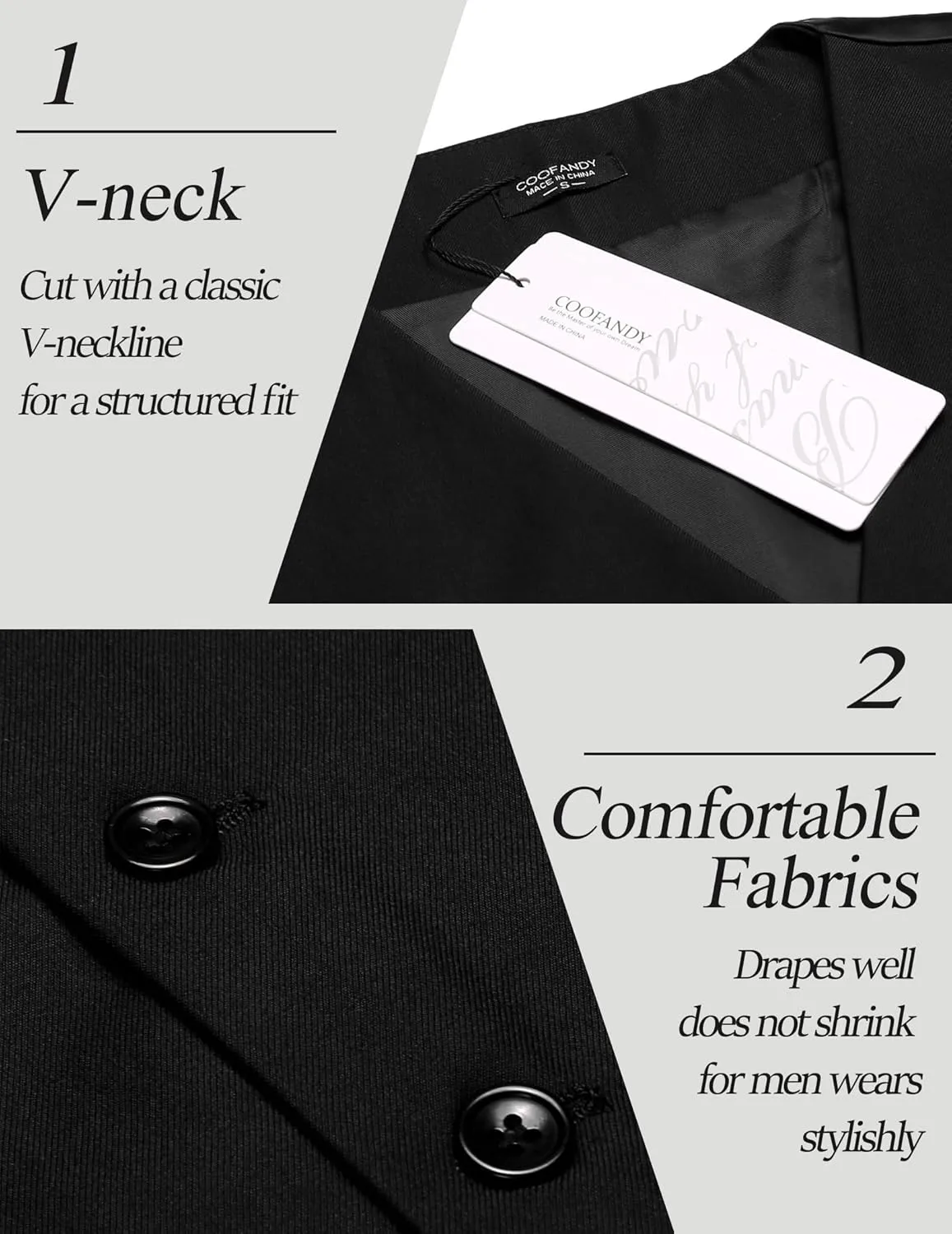 COOFANDY Men's Casual Dress Suit Vest Slim Fit Business Formal Waistcoat Vest