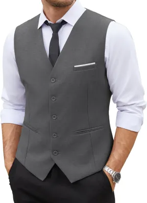 COOFANDY Men's Casual Dress Suit Vest Slim Fit Business Formal Waistcoat Vest