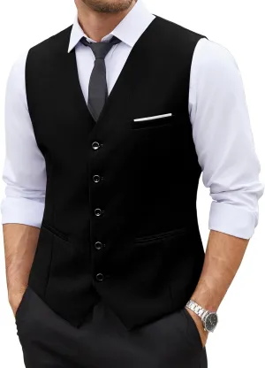 COOFANDY Men's Casual Dress Suit Vest Slim Fit Business Formal Waistcoat Vest