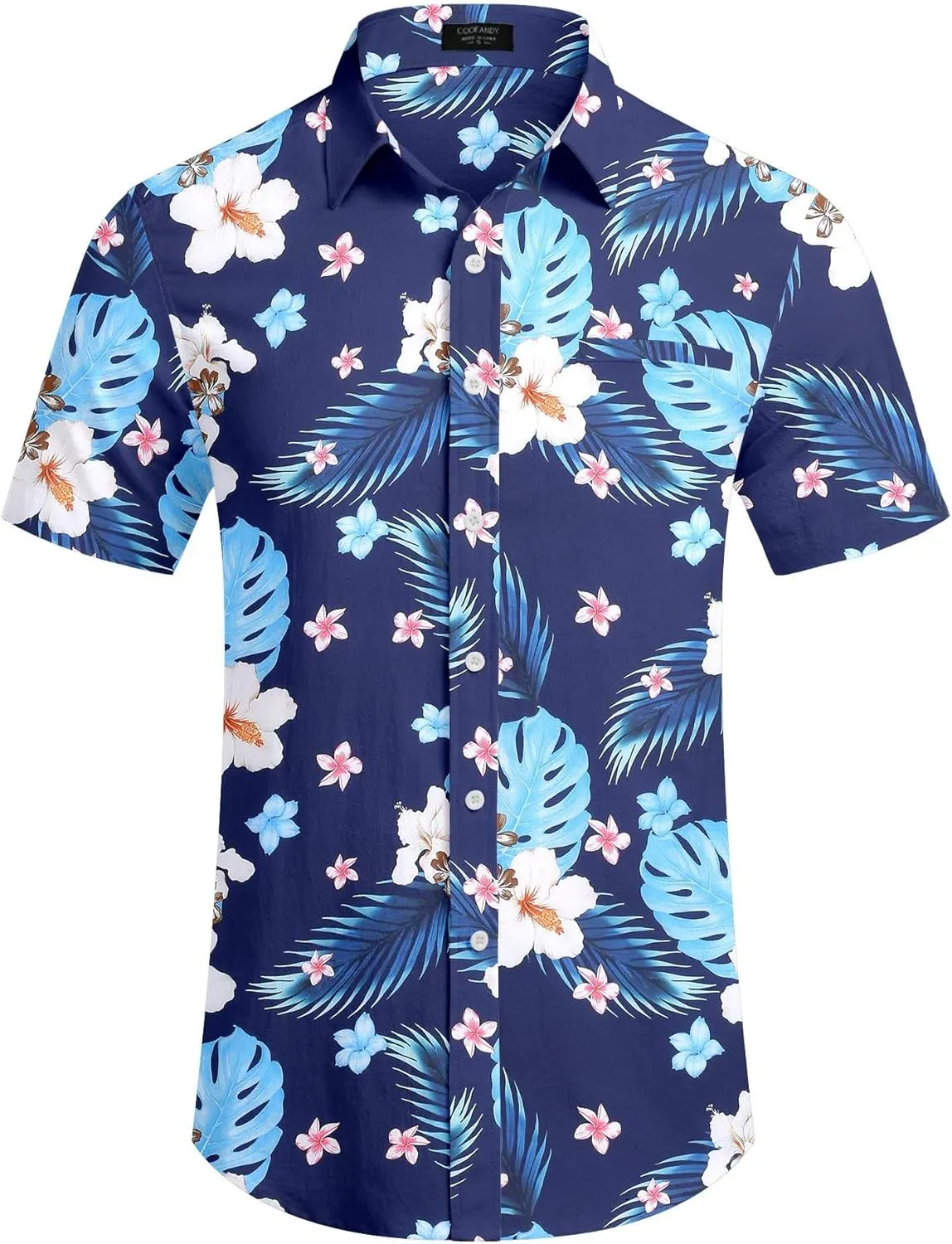 COOFANDY Mens Casual Linen Shirt Short Sleeve Button Down Shirt Summer Beach Hawaiian Shirts