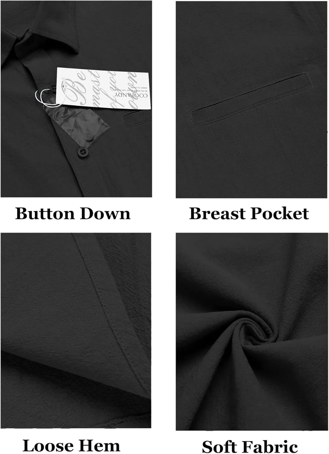 COOFANDY Mens Casual Linen Shirt Short Sleeve Button Down Shirt Summer Beach Hawaiian Shirts