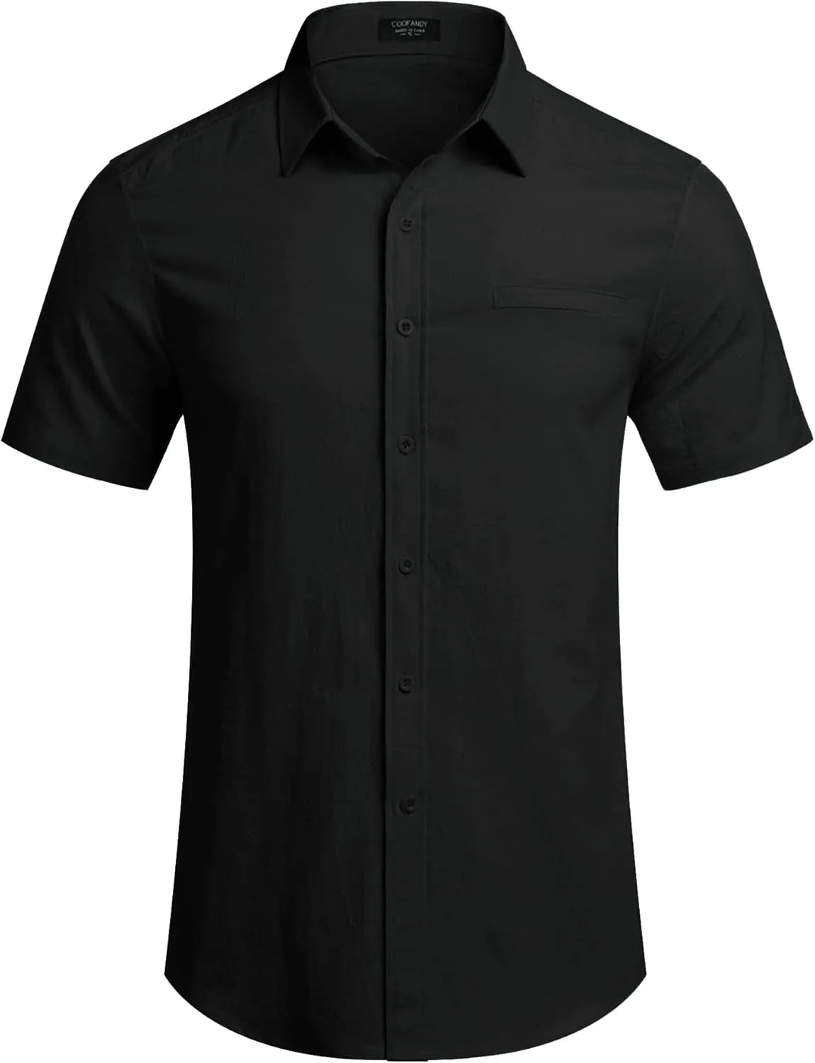 COOFANDY Mens Casual Linen Shirt Short Sleeve Button Down Shirt Summer Beach Hawaiian Shirts
