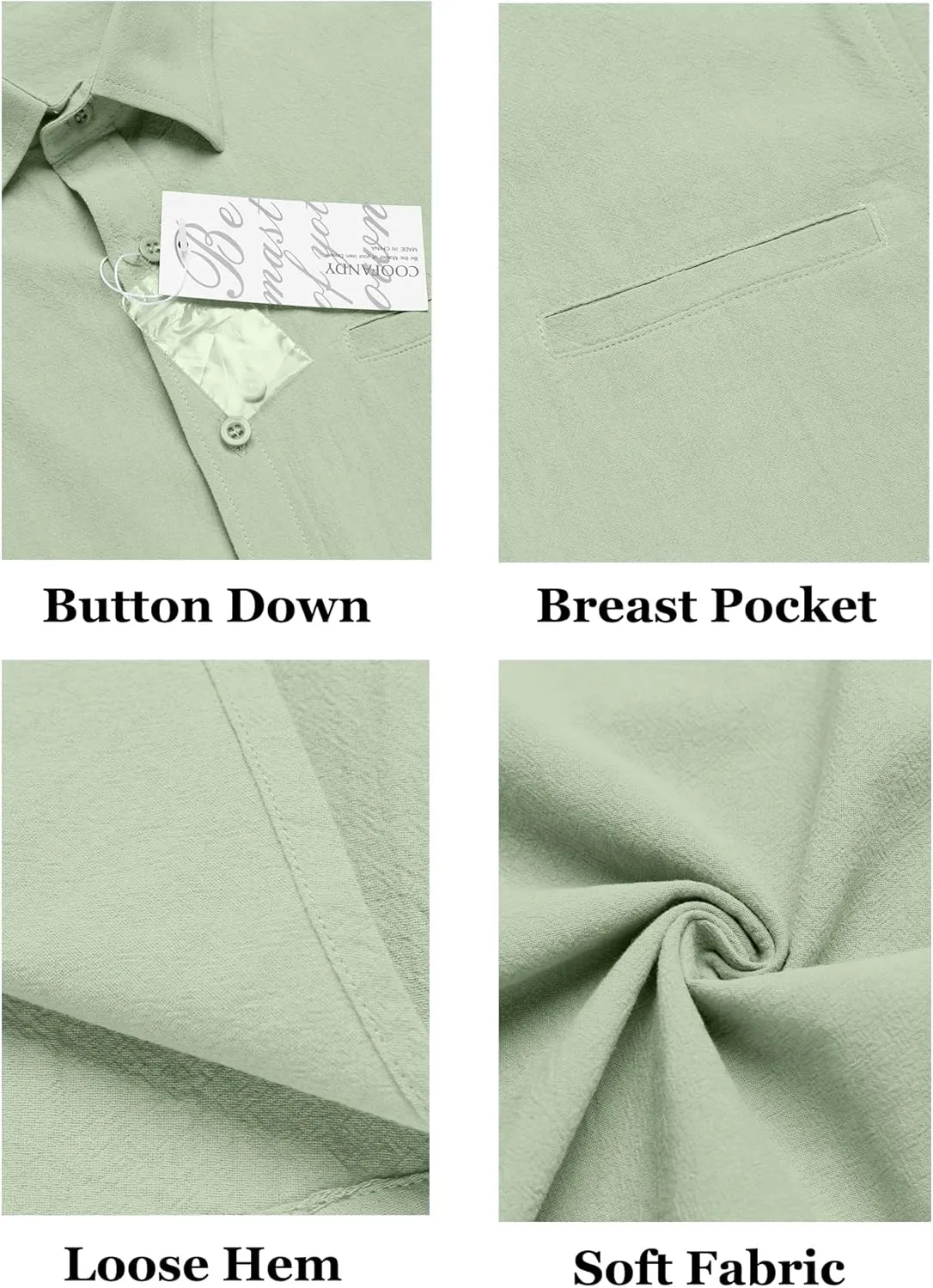 COOFANDY Mens Casual Linen Shirt Short Sleeve Button Down Shirt Summer Beach Hawaiian Shirts