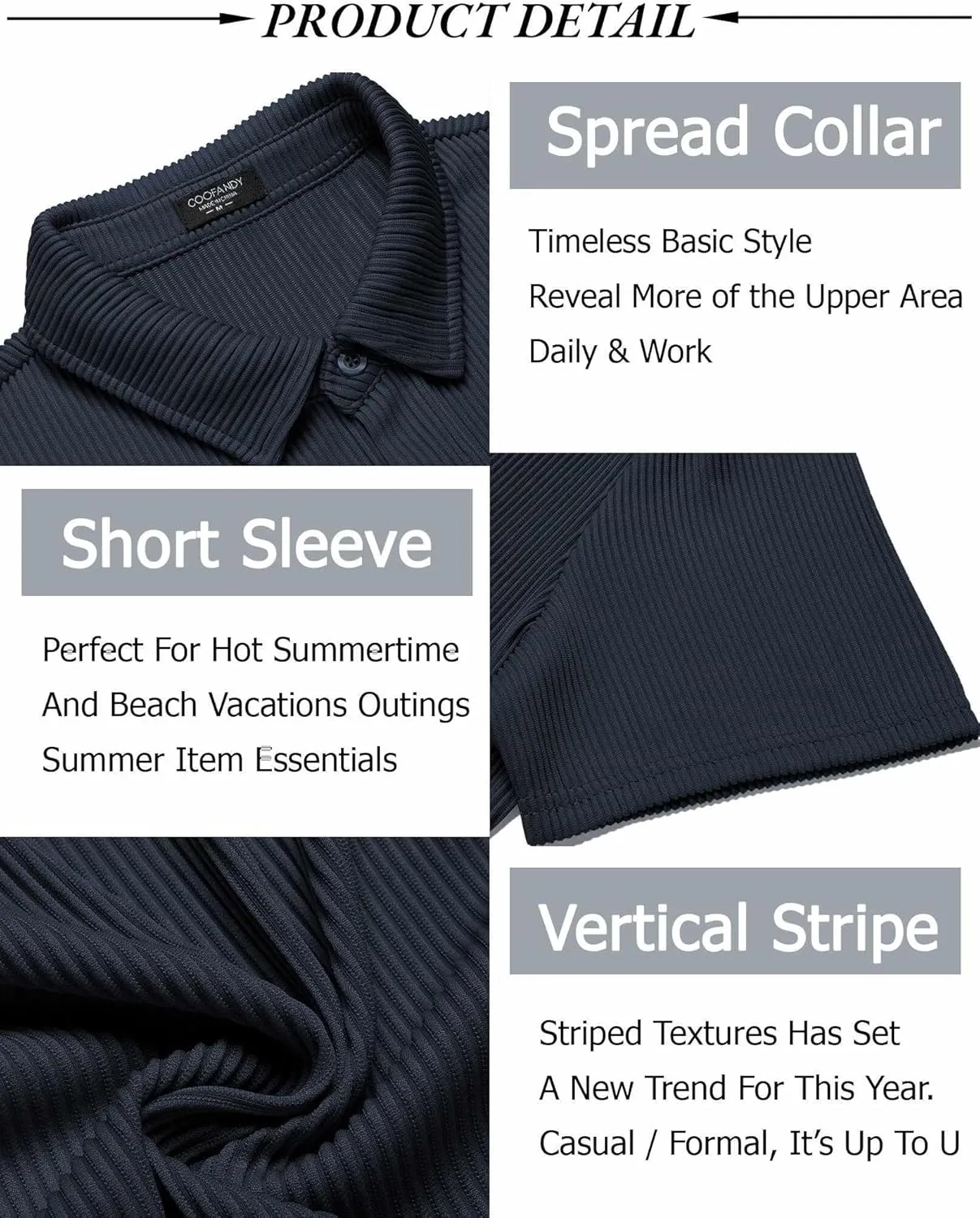COOFANDY Men's Casual Shirts Short Sleeve Button Down Shirt for Men Wedding Beach Fashion Shirt